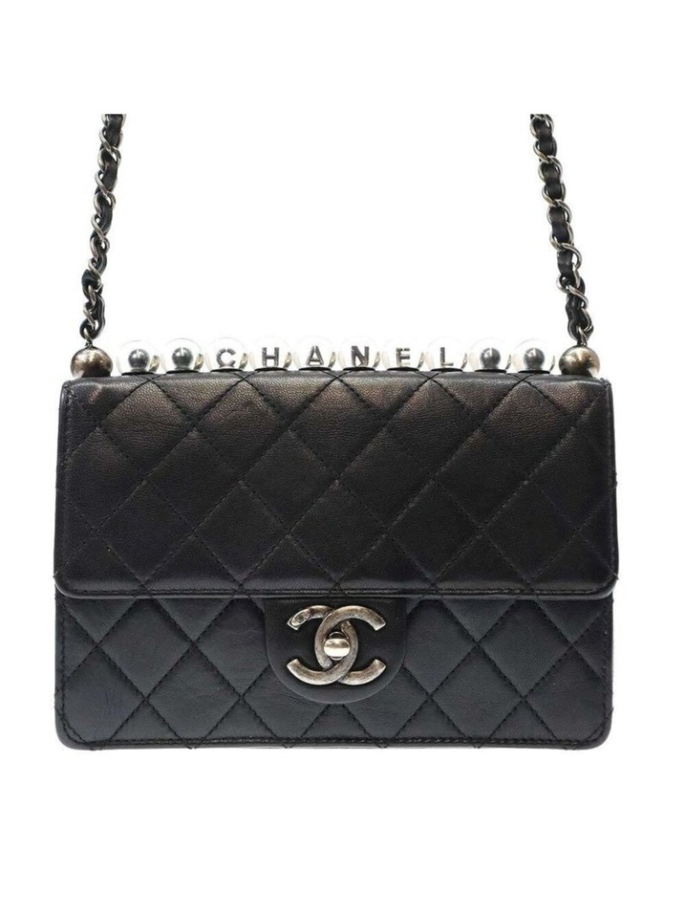 Chanel Clear Pearl Quilted Bag Shoulder As0585 Black